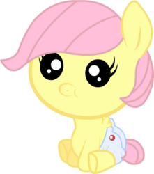 Size: 531x600 | Tagged: safe, artist:twitchy-tremor, fluttershy, pony, g4, baby, baby pony, babyshy, diaper, female, filly, foal, simple background, solo, transparent background, vector