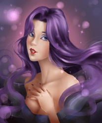 Size: 1227x1480 | Tagged: dead source, safe, artist:my-magic-dream, rarity, human, g4, cleavage, female, humanized, nail polish, solo