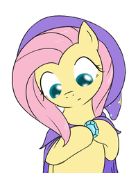 Size: 406x509 | Tagged: safe, artist:theparagon, fluttershy, pony, g4, accessory swap, female, solo, the great and powerful, trixie's cape, trixie's hat