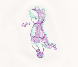 Size: 1513x1294 | Tagged: safe, artist:pulchritudinem, spike, g4, clothes, cute, hoodie, humanized, male, solo, tail, tailed humanization
