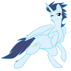 Size: 800x811 | Tagged: dead source, safe, artist:muzz, soarin', alicorn, pony, g4, alicornified, bedroom eyes, bipedal, race swap, rearing, simple background, smiling, soaricorn, transparent background