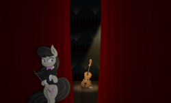 Size: 7923x4789 | Tagged: safe, artist:agamnentzar, artist:tim015, octavia melody, earth pony, pony, g4, absurd resolution, bipedal, cello, curtains, female, mare, musical instrument, solo focus, spotlight, stage, vector
