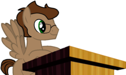 Size: 692x414 | Tagged: safe, artist:kitsamoon, oc, oc only, unnamed oc, pegasus, pony, blank flank, glasses, male, simple background, speech, stallion, white background