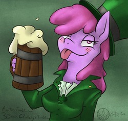 Size: 1000x948 | Tagged: safe, artist:aeritus, berry punch, berryshine, earth pony, anthro, g4, 30 minute art challenge, blushing, drunk, saint patrick's day