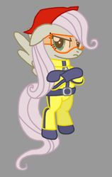 Size: 432x684 | Tagged: safe, artist:death-driver-5000, fluttershy, pegasus, pony, g4, clothes, corrupted, discorded, flutterbitch, flutterbrute, glasses, penelope, sly cooper