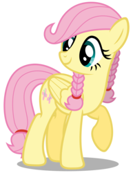 Size: 3708x4802 | Tagged: safe, artist:austiniousi, fluttershy, pegasus, pony, g4, alternate hairstyle, braid, braided pigtails, cute, female, mare, pigtails, raised hoof, shyabetes, simple background, solo, transparent background, vector
