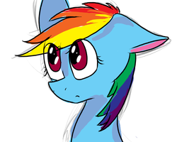 Size: 1000x800 | Tagged: safe, artist:charity650, rainbow dash, g4, bust, closed mouth, eyes open, looking up, one ear down, portrait, simple background, solo, white background