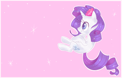 Size: 1024x655 | Tagged: safe, artist:kaji-tanii, rarity, pony, unicorn, g4, female, flower, flower in hair, solo, sparkles, sparkly mane