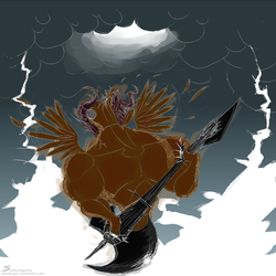 Size: 1000x1000 | Tagged: dead source, safe, artist:php15, scootaloo, anthro, g4, ax brutaloo, brutaloo, female, guitar, metal as fuck, musical instrument, solo