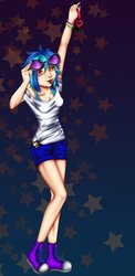 Size: 625x1276 | Tagged: safe, artist:laramagyar, dj pon-3, vinyl scratch, human, g4, converse, humanized, shoes, skinny, solo, thin