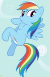 Size: 278x430 | Tagged: safe, edit, edited screencap, screencap, rainbow dash, pegasus, pony, g4, griffon the brush off, season 1, action pose, anatomically incorrect, blue body, blue coat, blue fur, blue pony, blue wings, cropped, female, flying, full body, magenta eyes, mare, multicolored hair, multicolored mane, multicolored tail, rainbow hair, rainbow tail, side view, smiling, solo, spread wings, swag, tail, wings