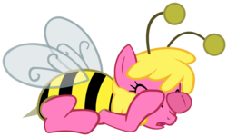Size: 2404x1454 | Tagged: safe, artist:kirotalon, cherry berry, bee, earth pony, pony, g4, luna eclipsed, bee costume, cherry bee, clothes, costume, cowering, female, halloween, halloween costume, nightmare night, nightmare night costume, scared, simple background, solo, transparent background, vector