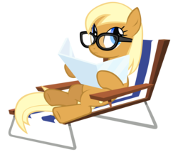 Size: 3500x3000 | Tagged: safe, artist:boneswolbach, apple cobbler, earth pony, pony, a friend in deed, g4, apple family member, beach chair, chair, female, glasses, lounging, mare, simple background, solo, transparent background, vector
