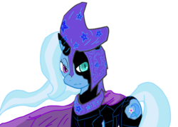 Size: 1800x1280 | Tagged: safe, artist:cluchey, trixie, g4, corrupted, hate, mid-transformation, nightmare trixie, nightmarified, simple background, transformation, transparent background