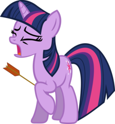 Size: 3000x3226 | Tagged: safe, artist:erccre147, twilight sparkle, pony, g4, arrow, arrow in the knee, female, pain, screaming, simple background, skyrim, solo, the elder scrolls, transparent background, vector
