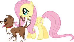 Size: 10559x6000 | Tagged: safe, artist:synthrid, fluttershy, winona, g4, absurd resolution, collar, leash, simple background, transparent background, vector
