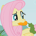 Size: 125x125 | Tagged: safe, screencap, fluttershy, pegasus, pony, g4, animated, avatar, carrot, chewing, cute, female, herbivore, mare, nom, shyabetes, solo