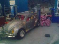 Size: 2048x1536 | Tagged: safe, pinkie pie, g4, car, female, garage, irl, photo, toy, volkswagen, volkswagen beetle