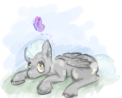Size: 1186x957 | Tagged: safe, artist:spacevibrations, thunderlane, butterfly, g4, 30 minute art challenge