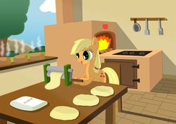 Size: 1304x920 | Tagged: safe, artist:gigasparkle, applejack, earth pony, pony, g4, bread, cooking, female, solo