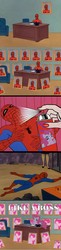 Size: 439x1802 | Tagged: safe, pinkie pie, g4, 60s spider-man, comic, like a boss, male, meme, spider-man, wat