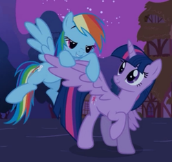 Size: 585x551 | Tagged: safe, screencap, rainbow dash, twilight sparkle, alicorn, pegasus, pony, g4, magical mystery cure, bedroom eyes, female, mare, mid-blink screencap, out of context, twilight sparkle (alicorn)