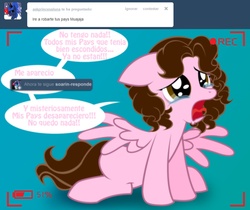 Size: 1236x1038 | Tagged: safe, oc, oc only, oc:shinta pony, ask, spanish, translated in the description, tumblr