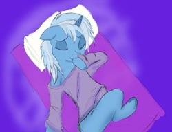 Size: 1010x777 | Tagged: safe, artist:mlpfan2013, trixie, g4, bed mane, clothes, sleeping, sweater