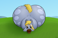 Size: 2900x1900 | Tagged: safe, artist:jesseorange, derpy hooves, pegasus, pony, g4, aderpose, bubble butt, butt, chubby, fat, female, impossibly large butt, impossibly large hips, impossibly wide hips, mare, muffin, plot, solo, wide hips