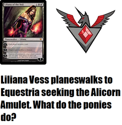 Size: 586x600 | Tagged: safe, alicorn amulet, liliana vess, magic the gathering, meta