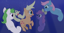 Size: 2481x1294 | Tagged: safe, artist:seb2112, applejack, sea pony, g4, underwater