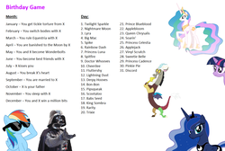 Size: 1024x687 | Tagged: safe, artist:lunabestpony, discord, princess celestia, princess luna, rainbow dash, twilight sparkle, g4, birthday game, darth vader, exploitable meme, meme