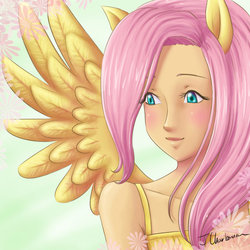 Size: 894x894 | Tagged: safe, artist:silentj75, fluttershy, human, g4, eared humanization, humanized, winged humanization