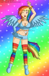 Size: 480x740 | Tagged: safe, artist:izka197, rainbow dash, human, g4, humanized, tailed humanization, winged humanization