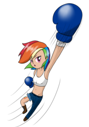 Size: 1124x1600 | Tagged: safe, artist:chirin98, rainbow dash, human, g4, armpits, boxing, boxing gloves, female, humanized, simple background, solo, transparent background