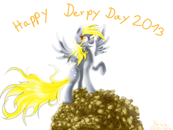 Size: 2000x1500 | Tagged: safe, artist:bewegungslos, derpy hooves, pegasus, pony, g4, derpy day, derpy day 2013, female, food, mare, muffin, solo