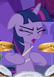 Size: 349x495 | Tagged: safe, edit, edited screencap, screencap, twilight sparkle, pony, unicorn, a canterlot wedding, g4, animated, canterlot, cropped, drums, eyes closed, female, floppy ears, loop, mare, musical instrument, solo