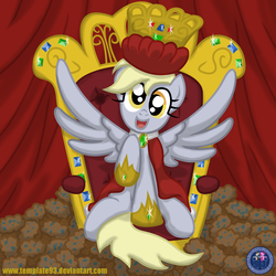 Size: 3000x3000 | Tagged: safe, artist:template93, derpy hooves, pegasus, pony, g4, crown, female, mare, muffin, queen, solo