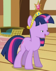 Size: 233x298 | Tagged: safe, edit, edited screencap, screencap, twilight sparkle, g4, magical mystery cure, big crown thingy, element of magic, small eyes, twologht sporkle, woll smoth