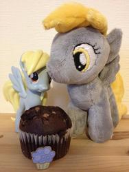 Size: 720x960 | Tagged: artist needed, safe, derpy hooves, pegasus, pony, g4, badge, female, funko, irl, mare, muffin, photo, plushie, toy