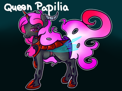 Size: 1400x1050 | Tagged: safe, artist:cotton, oc, oc only, oc:queen papilia, changeling, irc, pink changeling, vixen