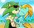 Size: 1329x1085 | Tagged: safe, artist:sandwich-anomaly, lightning dust, hedgehog, pegasus, anthro, g4, beach, bikini, clothes, crossover, crossover shipping, duo, female, kiss on the lips, kissing, male, mare, partial nudity, scourge the hedgehog, sonic the hedgehog, sonic the hedgehog (series), swimsuit, topless