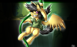 Size: 1753x1080 | Tagged: safe, artist:mixipony, daring do, g4, solo, spread wings, vine, wings