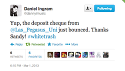 Size: 524x297 | Tagged: safe, daniel ingram, las pegasus, text, twitter, unicon, white trash