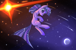 Size: 1200x800 | Tagged: safe, artist:eshredder, twilight sparkle, pony, unicorn, g4, female, solo, space, unicorn twilight