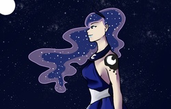 Size: 857x547 | Tagged: safe, artist:eweinc, princess luna, human, g4, female, humanized, night, solo