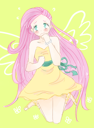 Size: 632x858 | Tagged: safe, artist:girtawns, fluttershy, human, g4, female, humanized, solo, winged humanization