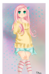 Size: 1000x1500 | Tagged: safe, artist:ling123huhu, fluttershy, human, g4, female, humanized, solo