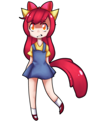 Size: 764x1024 | Tagged: safe, artist:srslywtfxd, apple bloom, human, g4, eared humanization, female, humanized, simple background, solo, tailed humanization, transparent background