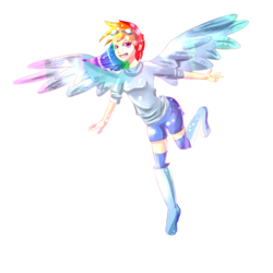 Size: 1000x1000 | Tagged: safe, artist:chibimaachi, rainbow dash, human, g4, female, humanized, solo, winged humanization